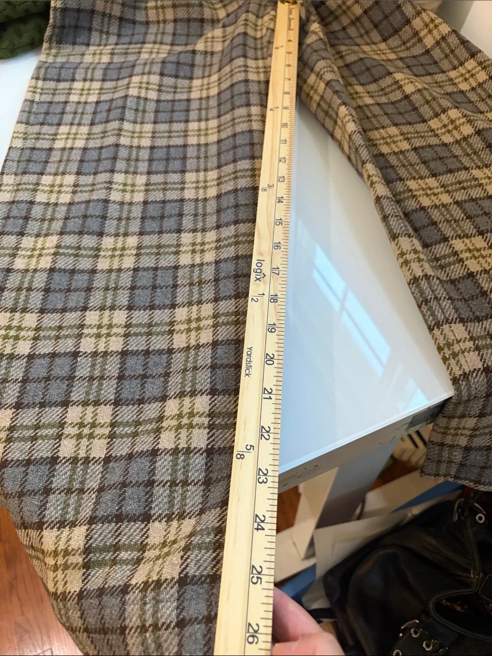 Sezane Plaid Wool and lined Joey Trousers in Gray and Yellow wide leg Elastic